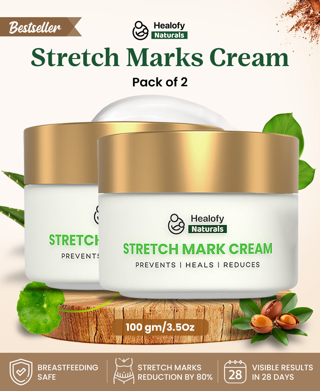Healofy Naturals Stretch Marks Cream, Pack Of 3