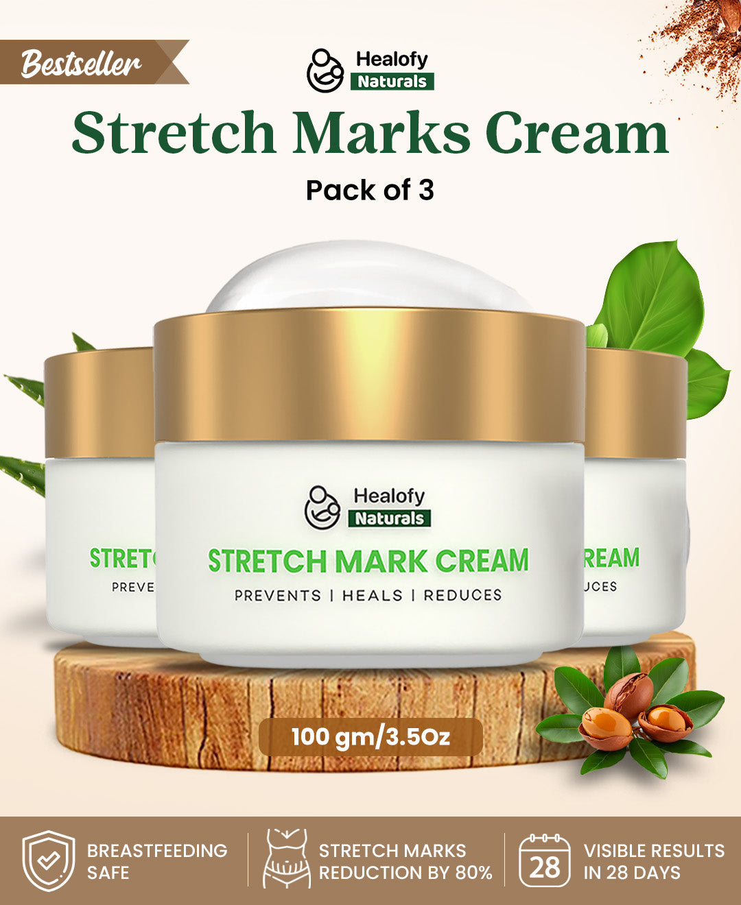 Healofy Naturals Stretch Marks Cream, Pack Of 3