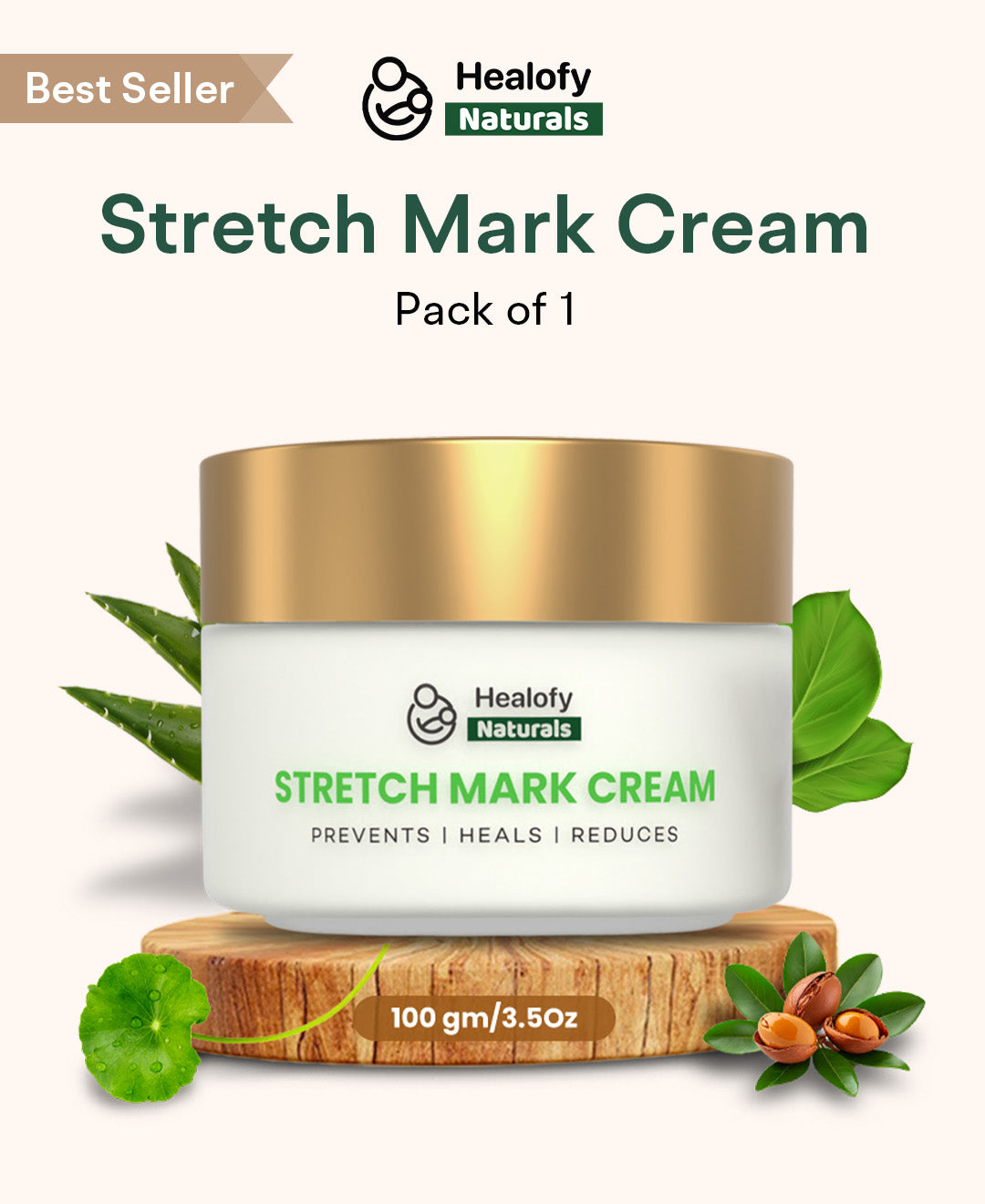 Healofy Natural Stretchmarks Cream - Pregnancy & Breastfeeding Safe