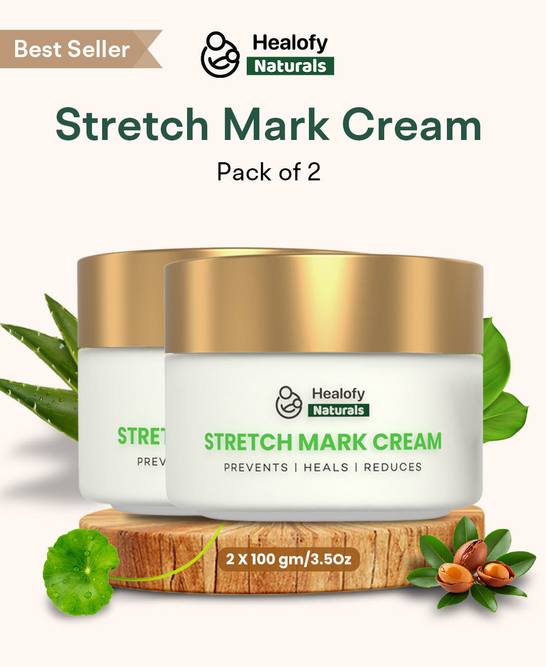 Healofy Natural Stretchmarks Cream - Pregnancy & Breastfeeding Safe