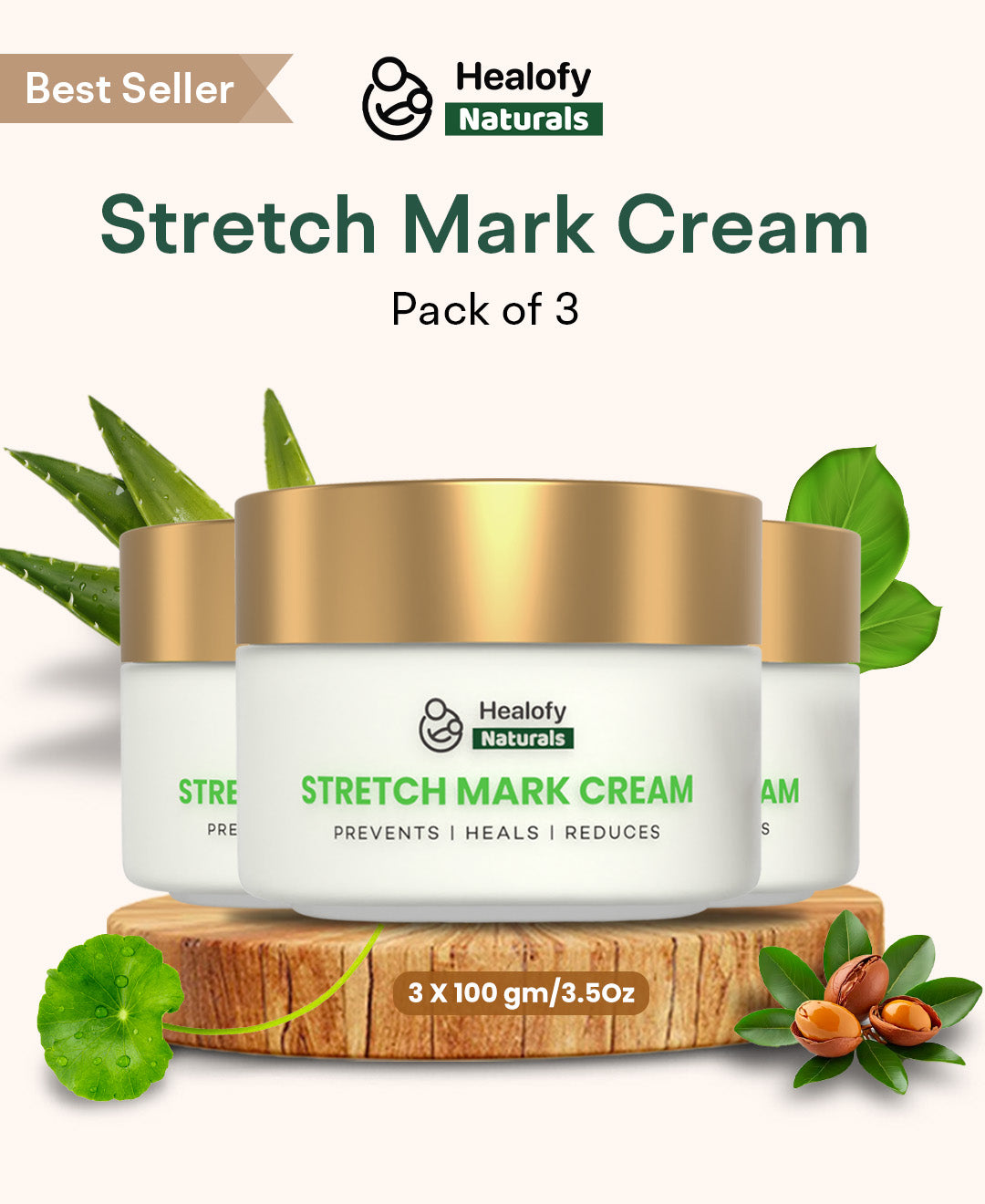 Healofy Natural Stretchmarks Cream - Pregnancy & Breastfeeding Safe