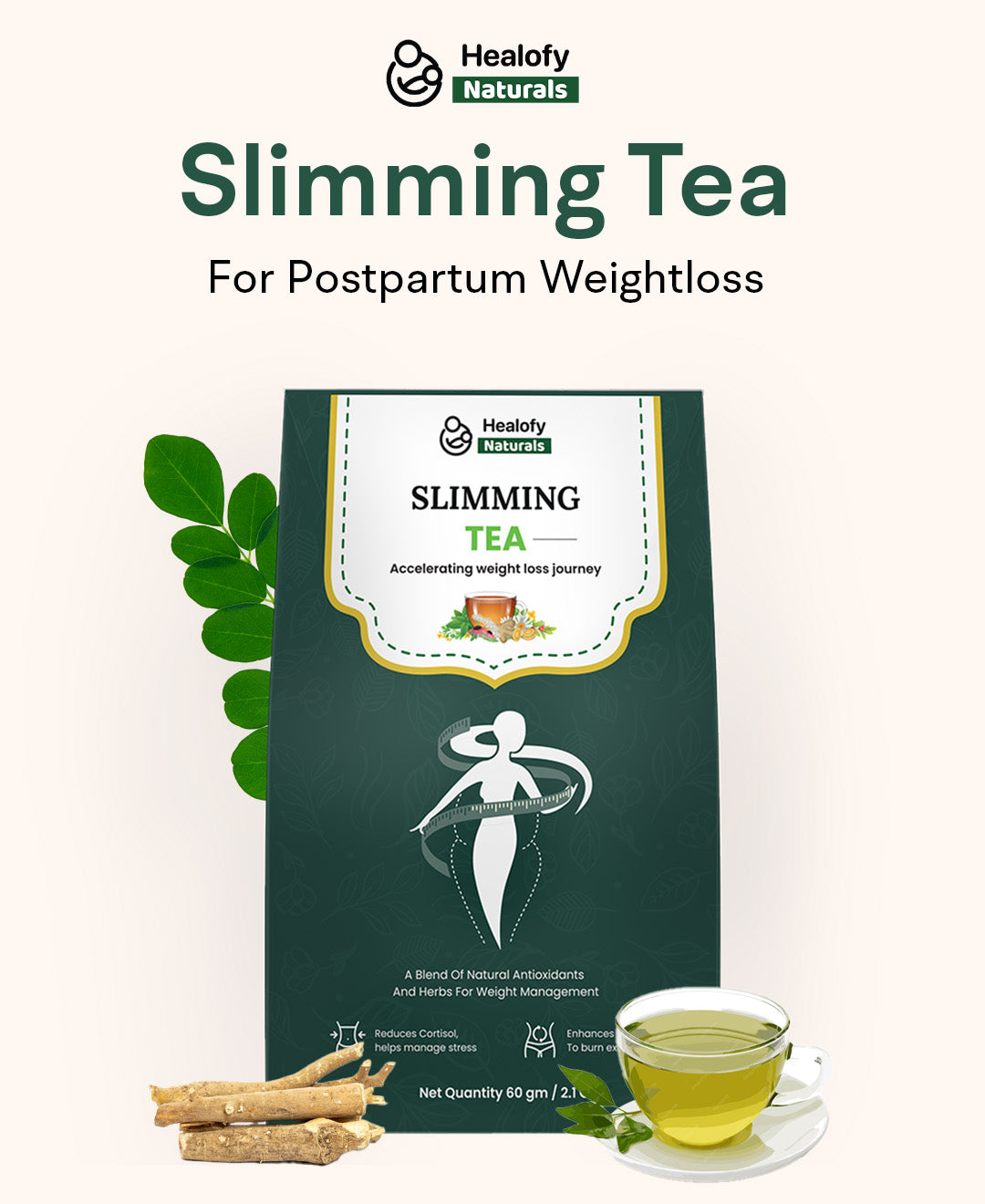 Healofy Naturals Slimming Tea - Pack of 2 for 2 Months Usage