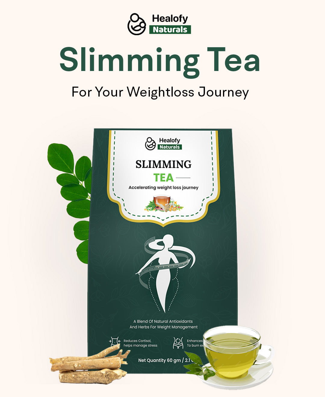 Healofy Naturals Slimming Tea | Supports Weight Loss in 28 Days with Natural Ingredients