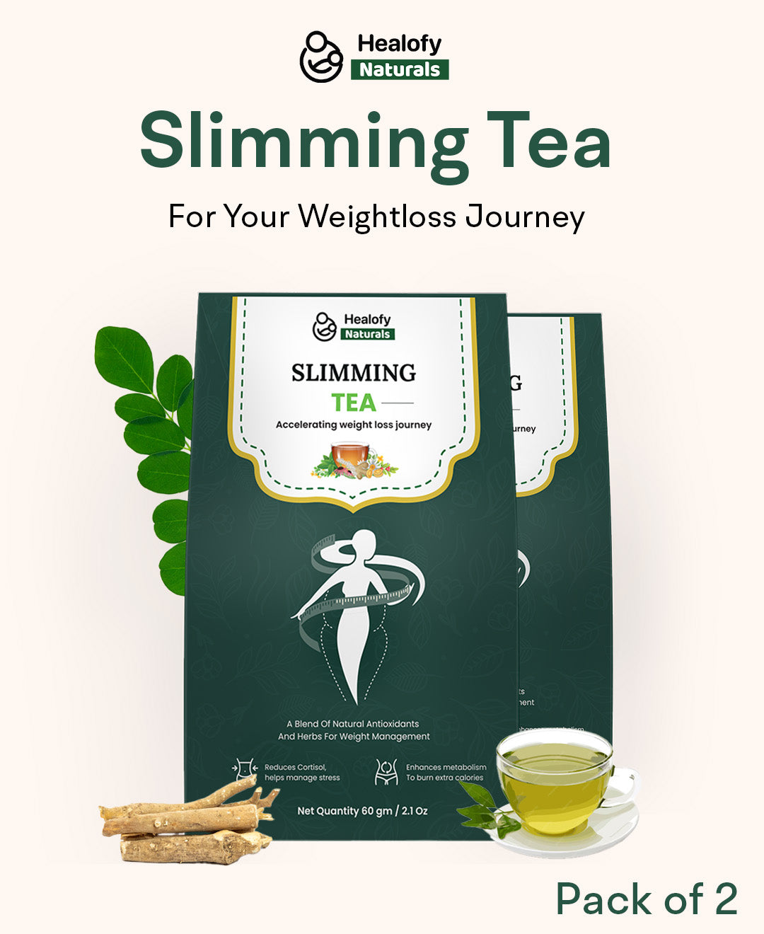 Healofy Naturals Slimming Tea | Supports Weight Loss in 28 Days with Natural Ingredients