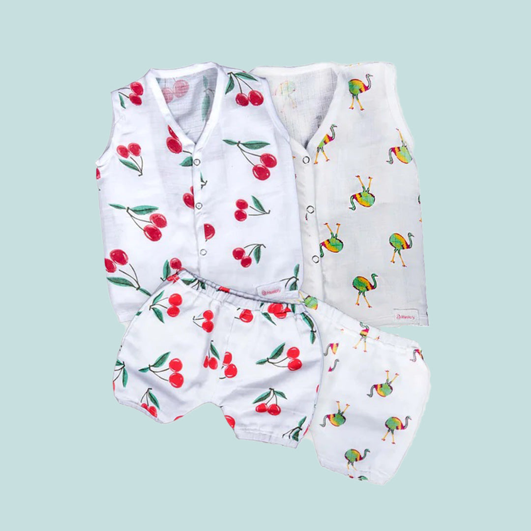 Organic Muslin Cotton Jhablas & Shorts - Pack of 2