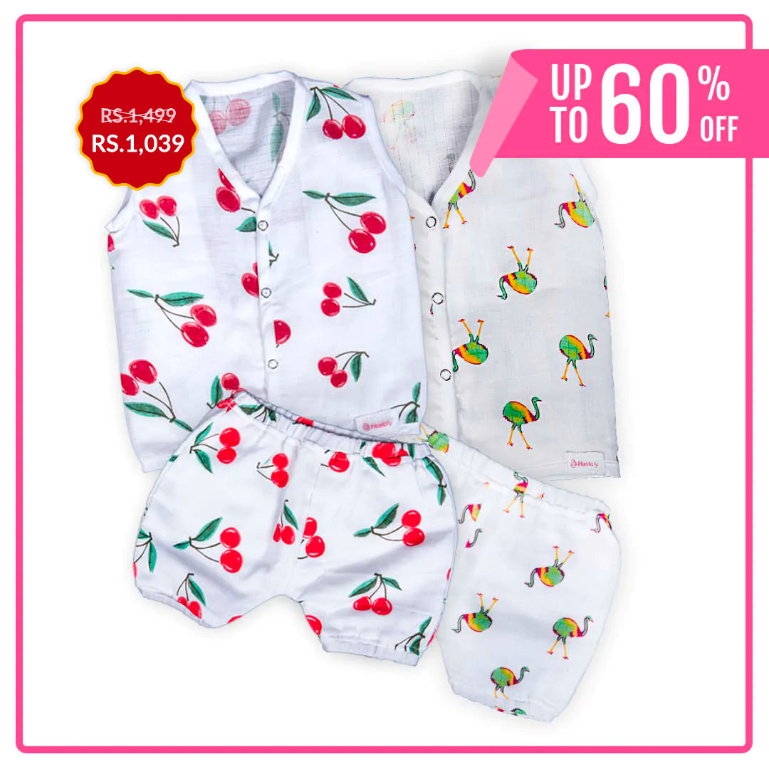 Organic Muslin Cotton Jhablas & Shorts - Pack of 2