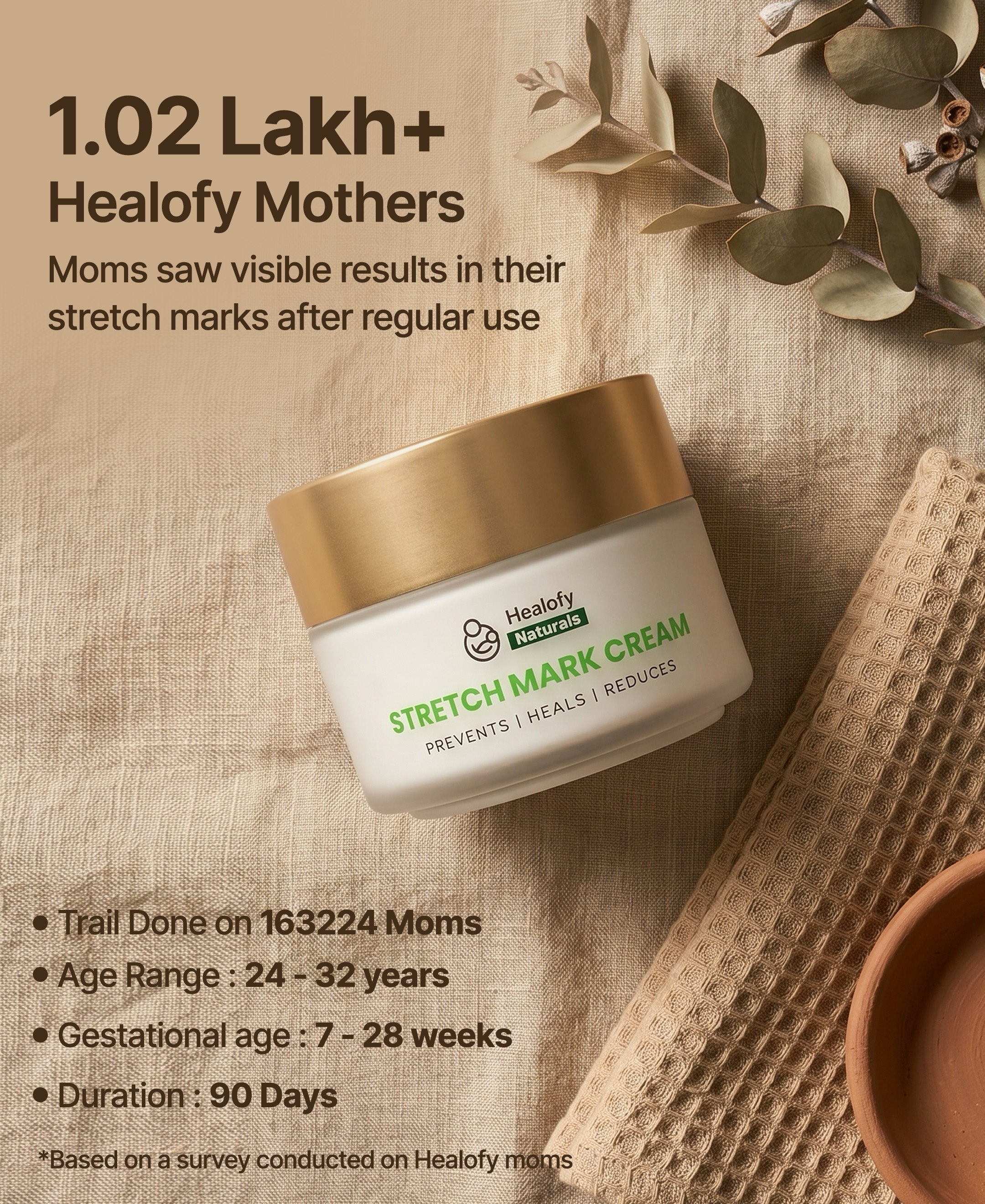 Healofy Naturals Stretchmarks Cream for postpartum | Pack of 3
