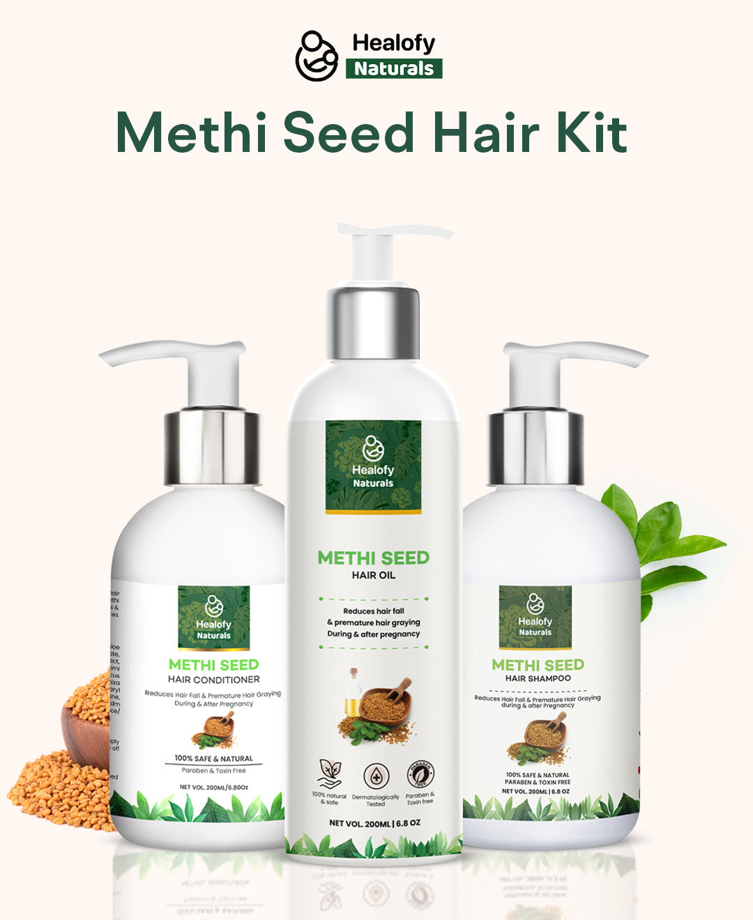 Healofy Naturals Methi Seed Hair Care Kit