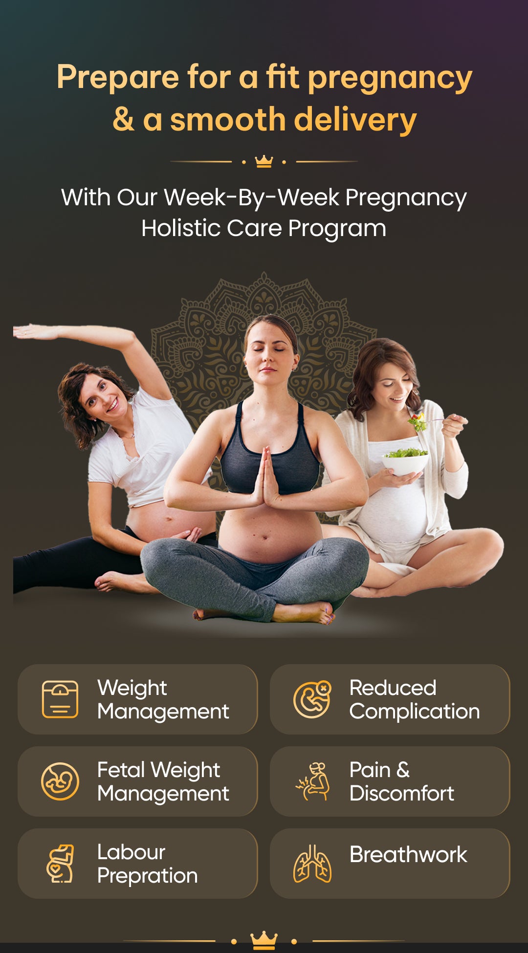 Healofy Gold – Pregnancy Holistic Care Program: For a Brainy Baby, Smooth Delivery, Ideal Baby Birth Weight, & Deep Baby Bonding Through Yoga, Garbh Sanskar, and Personalized Nutrition