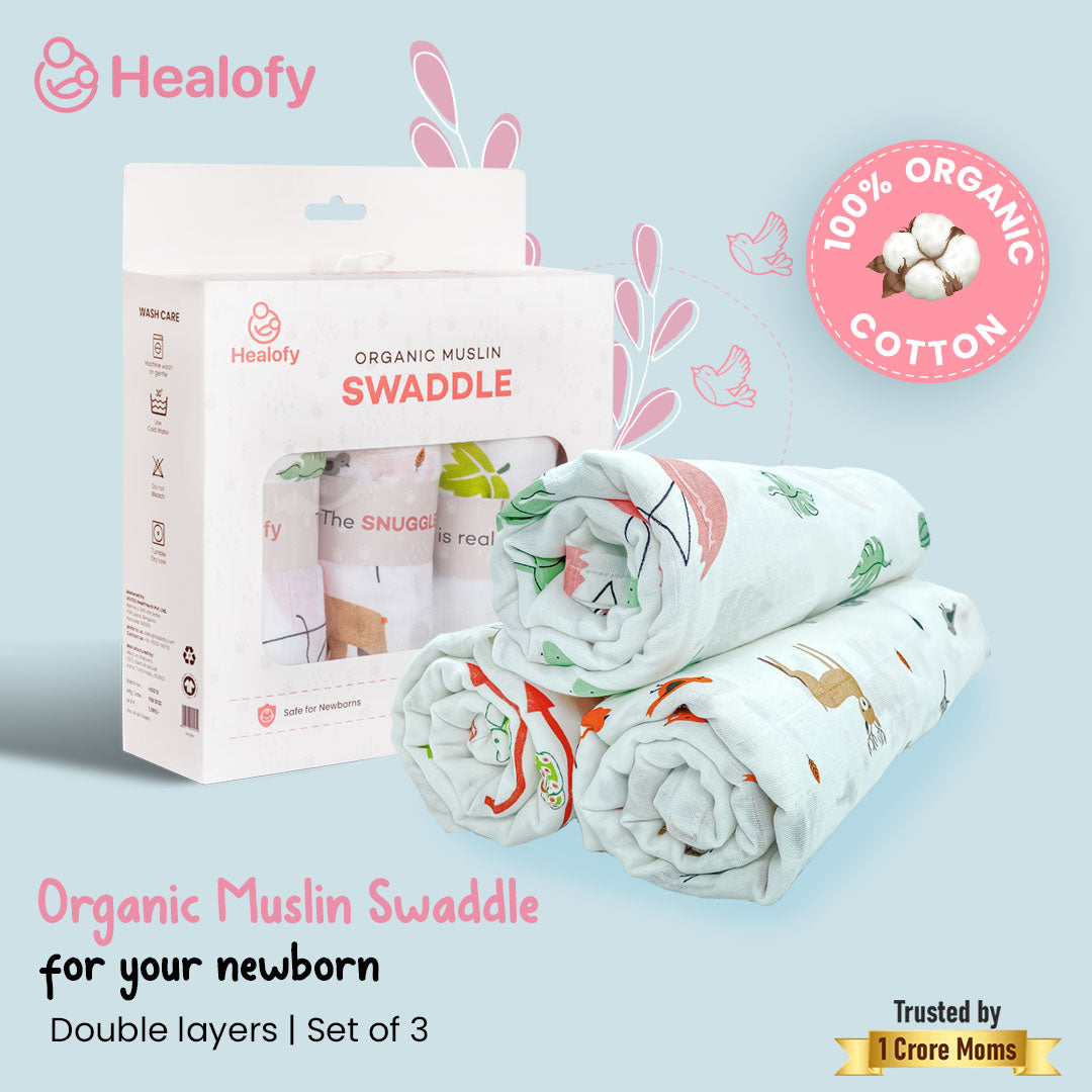 Swaddle in mussola di cotone organico - fantasia Foglioline - Toffee  Boutique